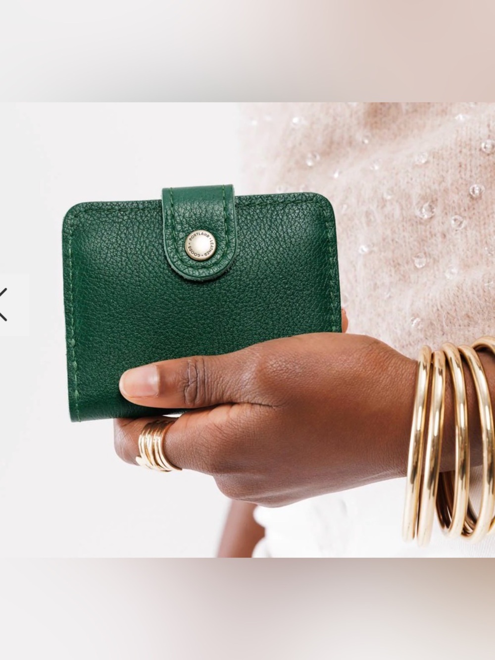 New Portland Leather Company Green Pebbled Leather Mini Wallet